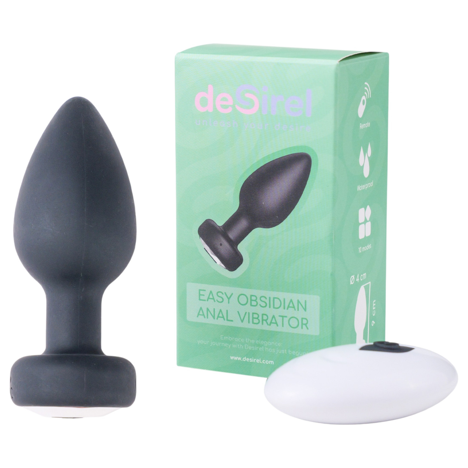 Desirel Easy Obsidian - análny vibrátor na diaľkové ovládanie - nabíjací