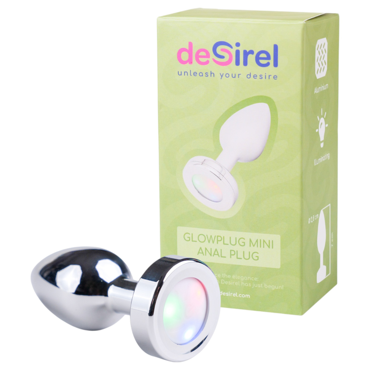 Desirel GlowPlug - análny kolík svietiaci - malý - strieborný