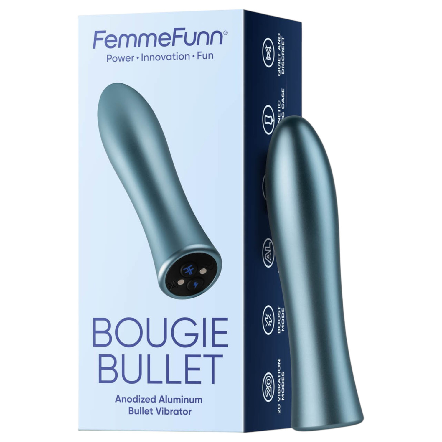 FemmeFunn Bougie - hliníkový vibrátor - strieborný - prémiová kvalita