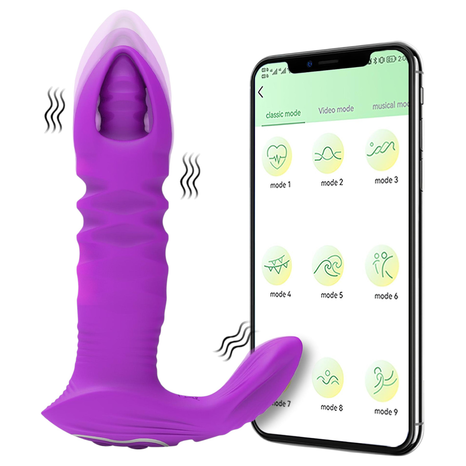 AlvUp - análny vibrátor s thrusting funkciou - fialový