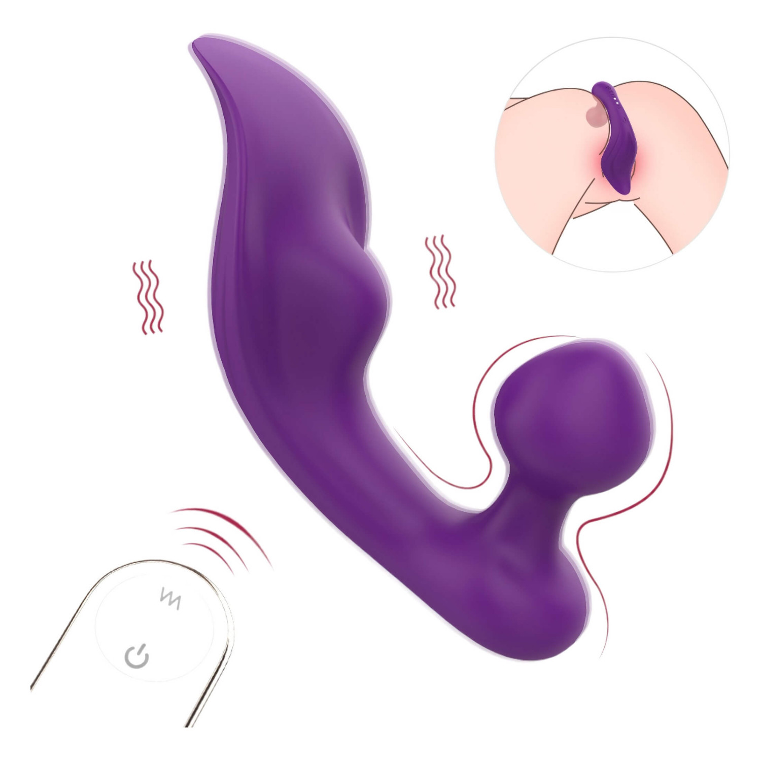 Sex HD Chomper - vibrátor na klitoris a análny - vodotesný - fialový