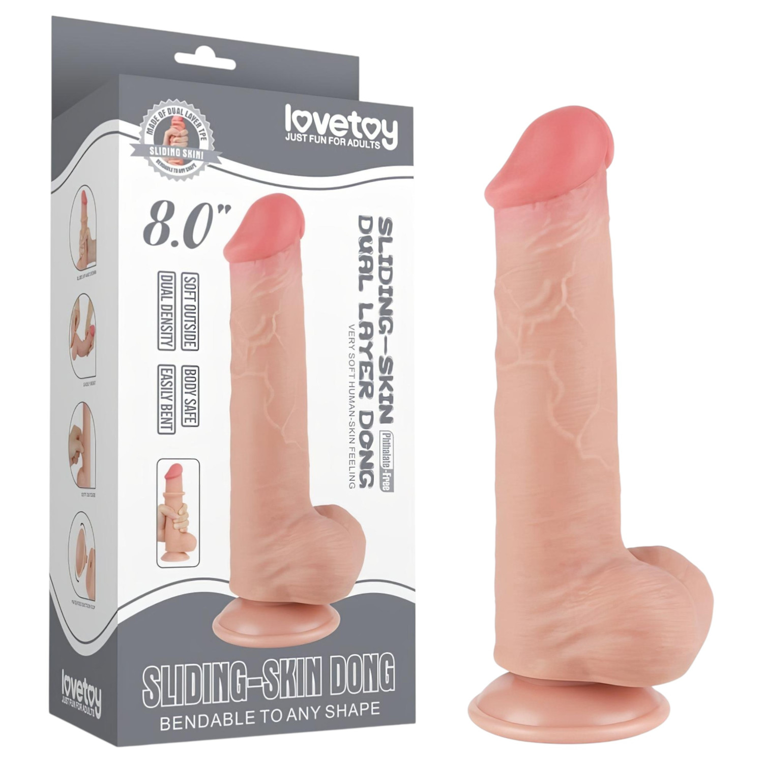 Lovetoy - realistický dvojvrstvový dildo s semenníkmi - 20