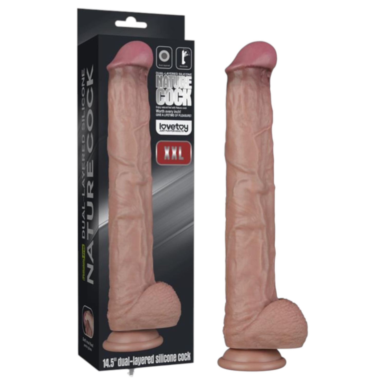 Lovetoy - realistický XXL dildo - dvojvrstvové - 36