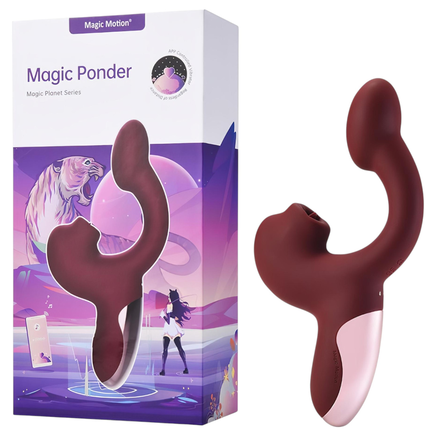Magic Motion Magic Ponder - vibrátor na klitoris a bod G - 2v1 - bordový