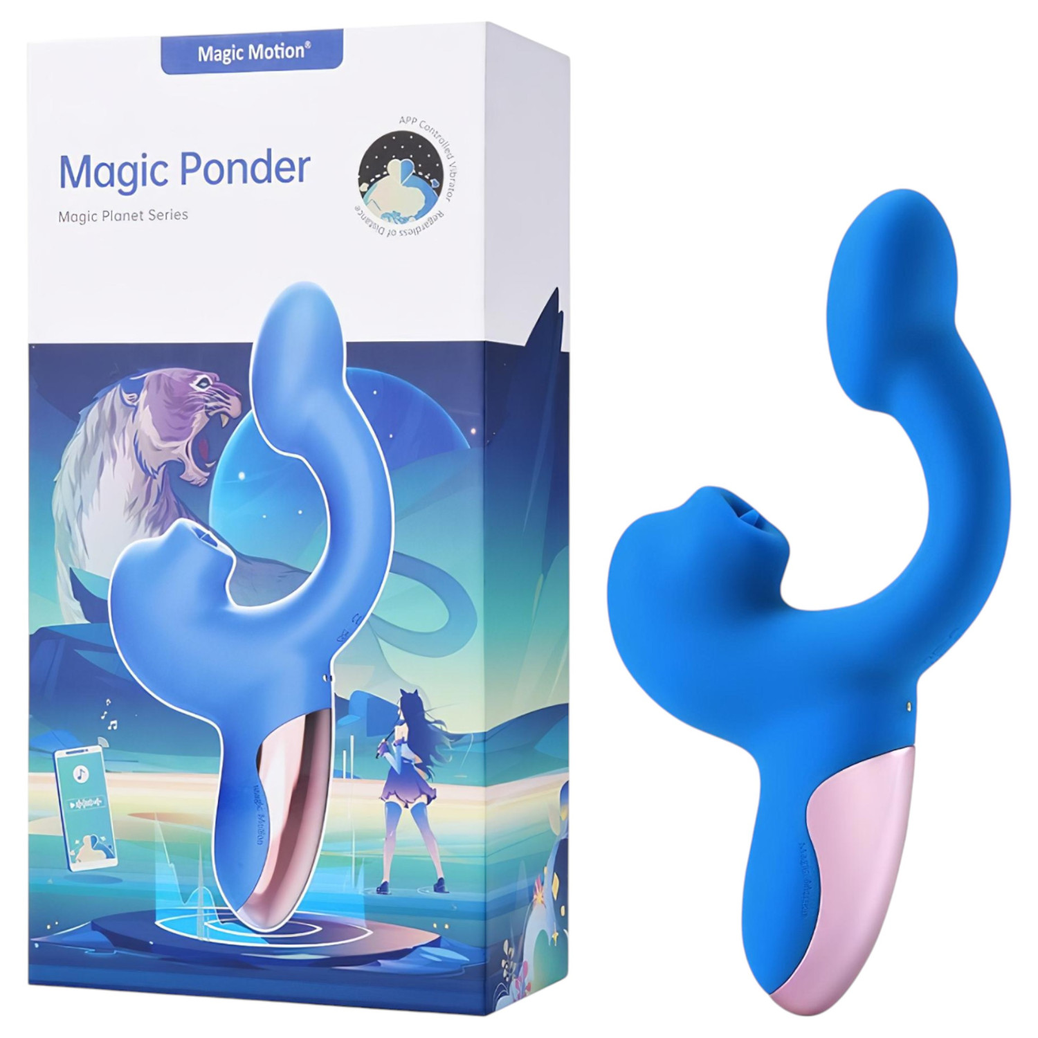 Magic Motion Magic Ponder - vibrátor s ramenom na klitoris 2v1 - modrý
