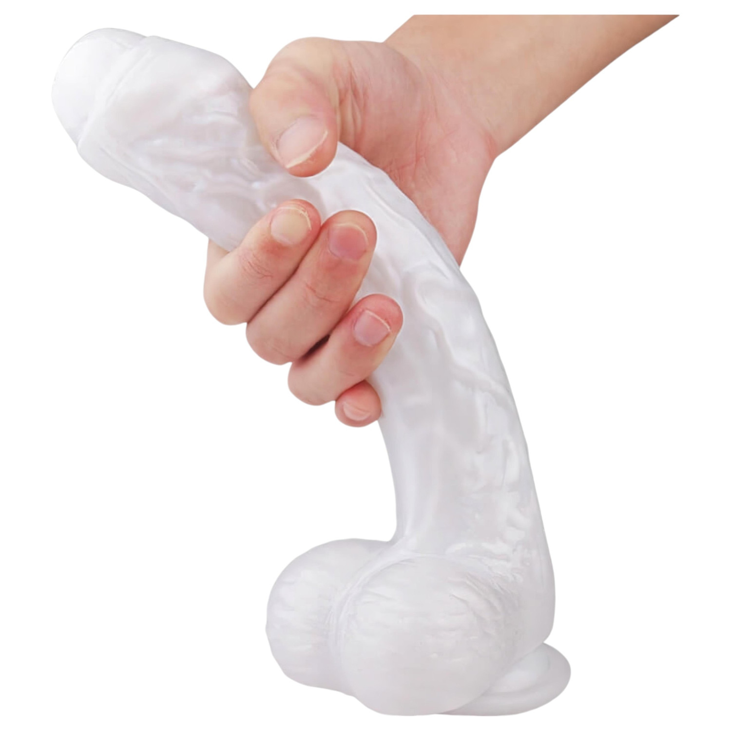 Sex HD Martin - realistický dildo s prísavkou a semenníkmi - biely