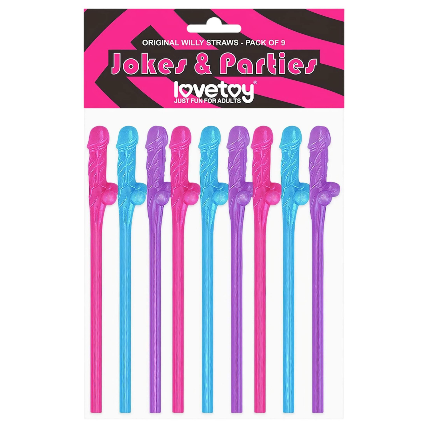 Lovetoy - realistické penis slamky - ružová/modrá/fialová