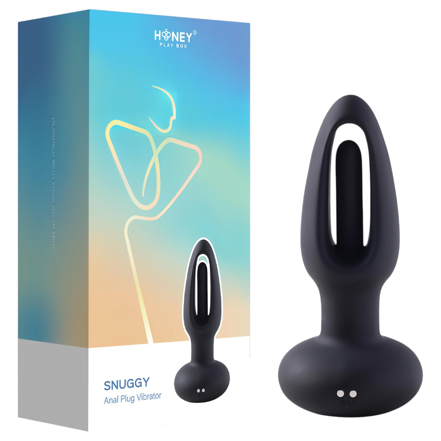 Honey Play Box - anál vibrátor s jazýčkom - čierny
