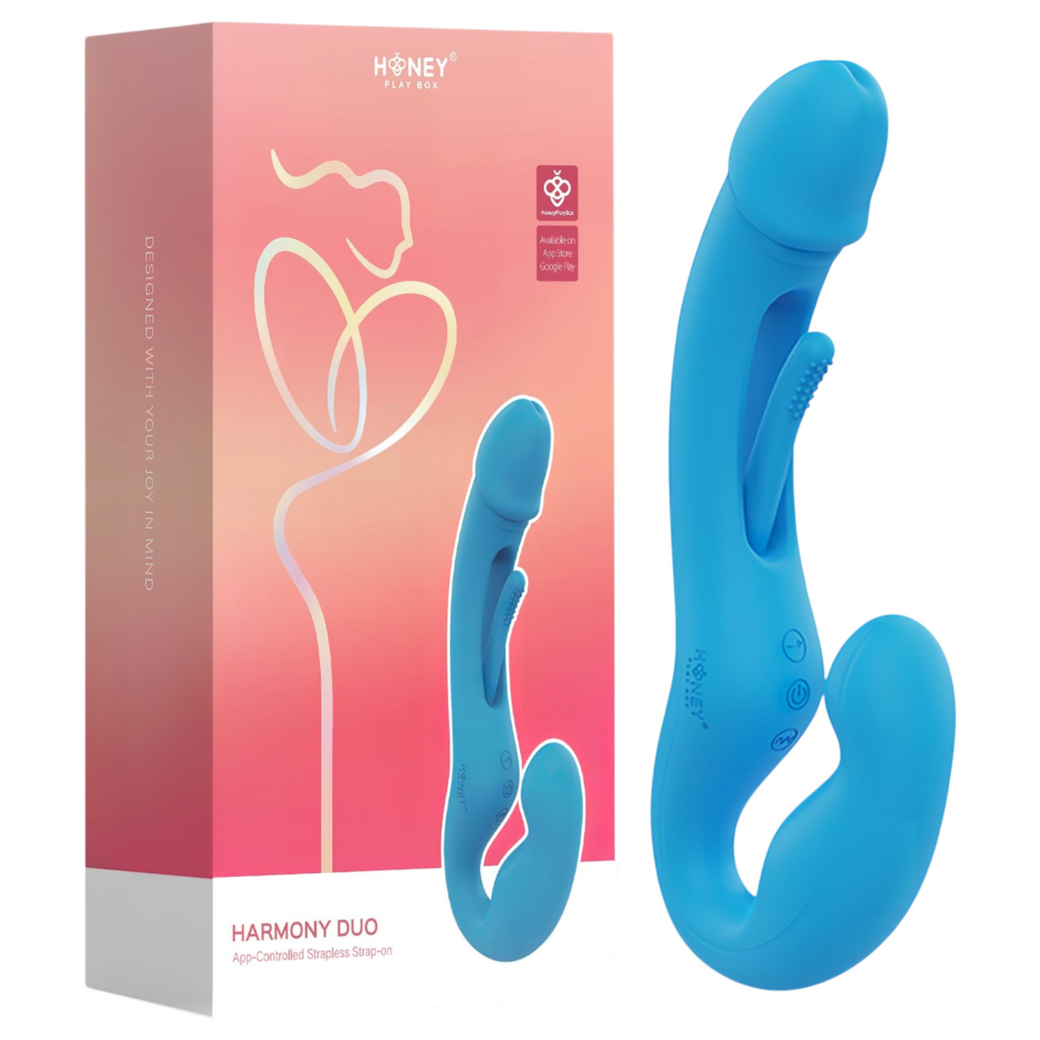 Honey Play Box - nastaviteľný vibrátor s jazykom na pripnutie - modrý
