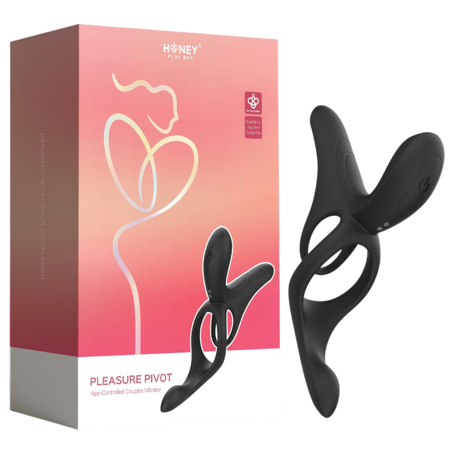 Honey Play Box Pleasure Pivot - vibračný krúžok na penis a semenníky - čierny