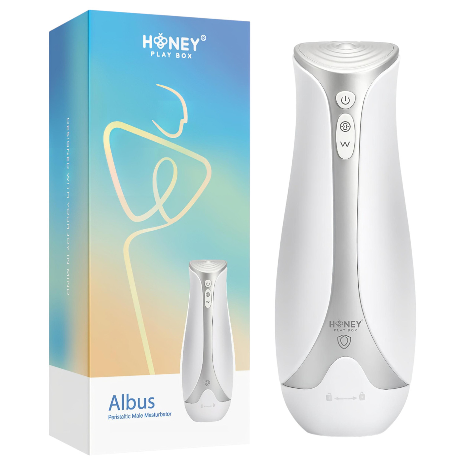 Honey Play Box Albus - pulzujúci a vibračný masturbátor pre mužov - biely