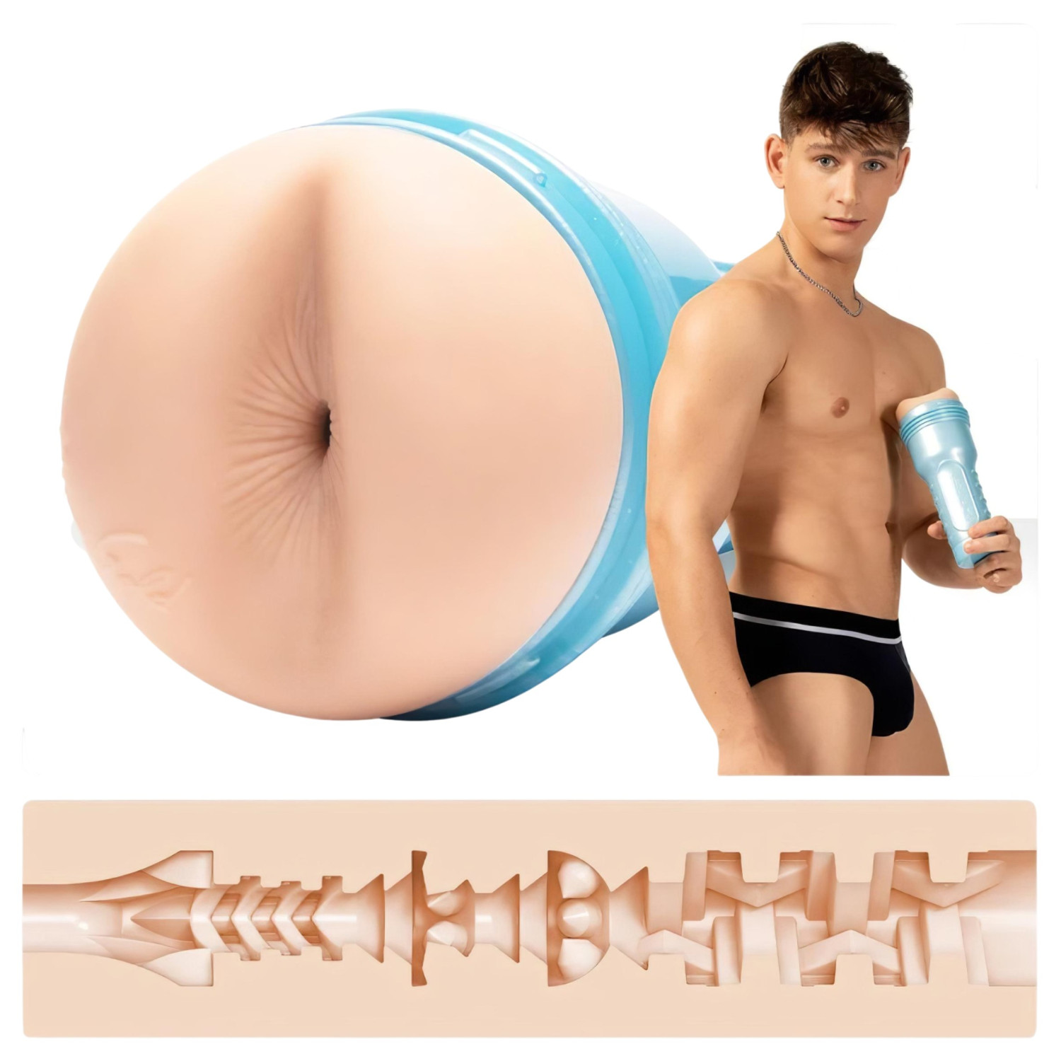 Fleshjack Reno Gold - realistický análny masturbátor - pokožka farba