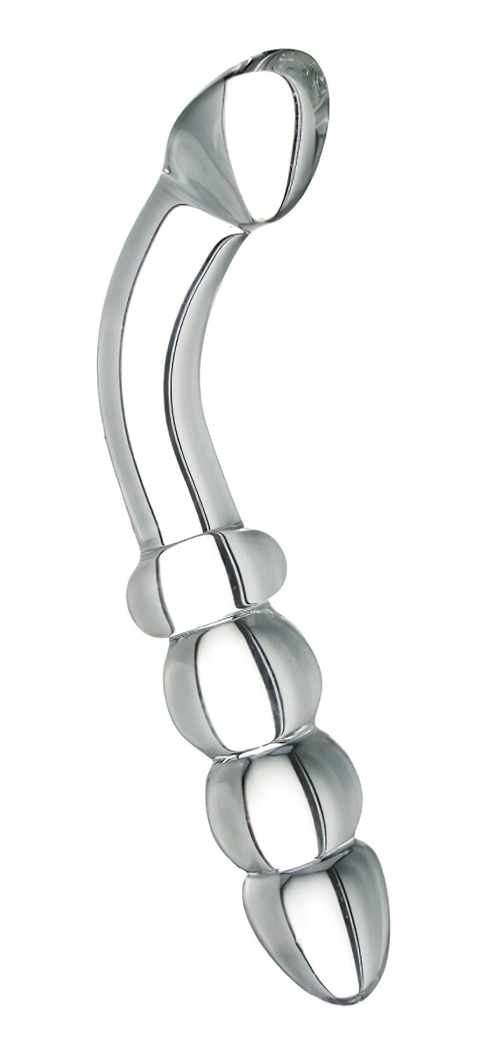 Prisms Hamsa - dvojitý sklenený dildo na G-bod - priehľadný