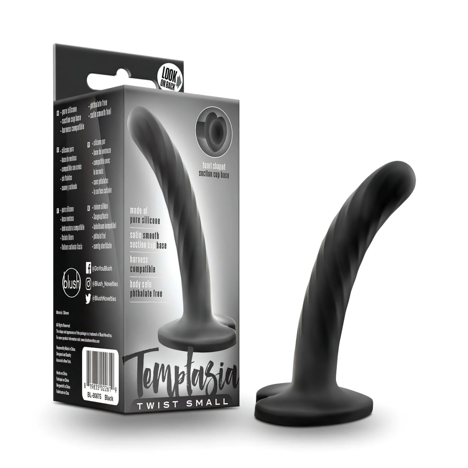Temptasia - dildo s prísavkou - skrutkovitý tvar - čierny
