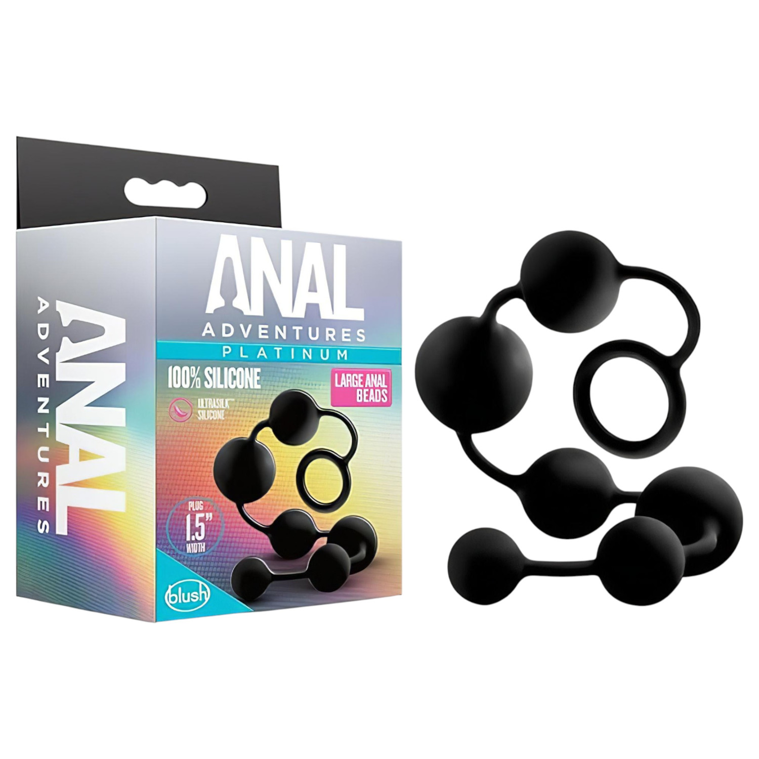 Anal Adventures L – korálkované análné dildo (čierne)