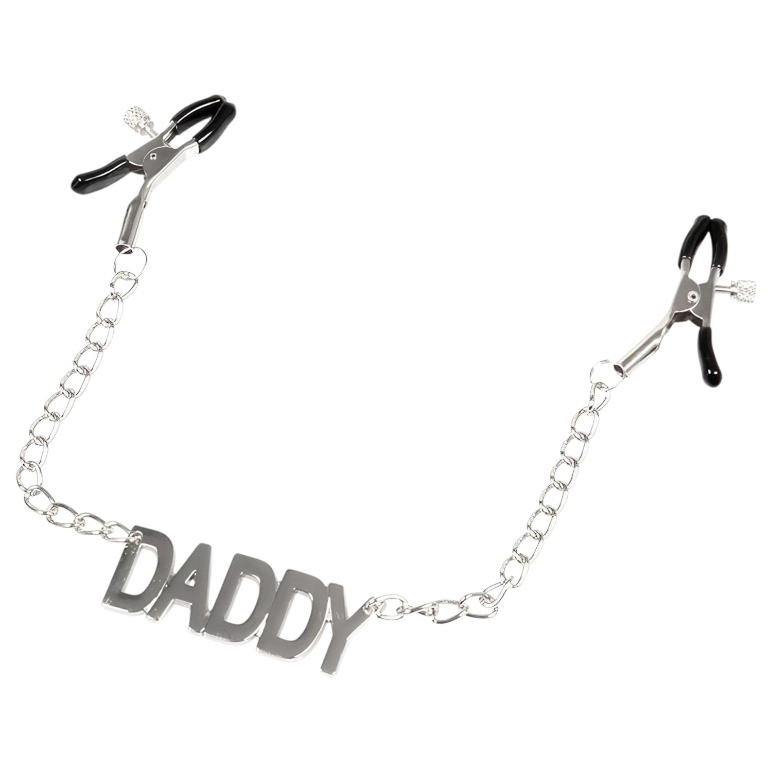 LateToBed Daddy - klieštiky na bradavky - strieborné