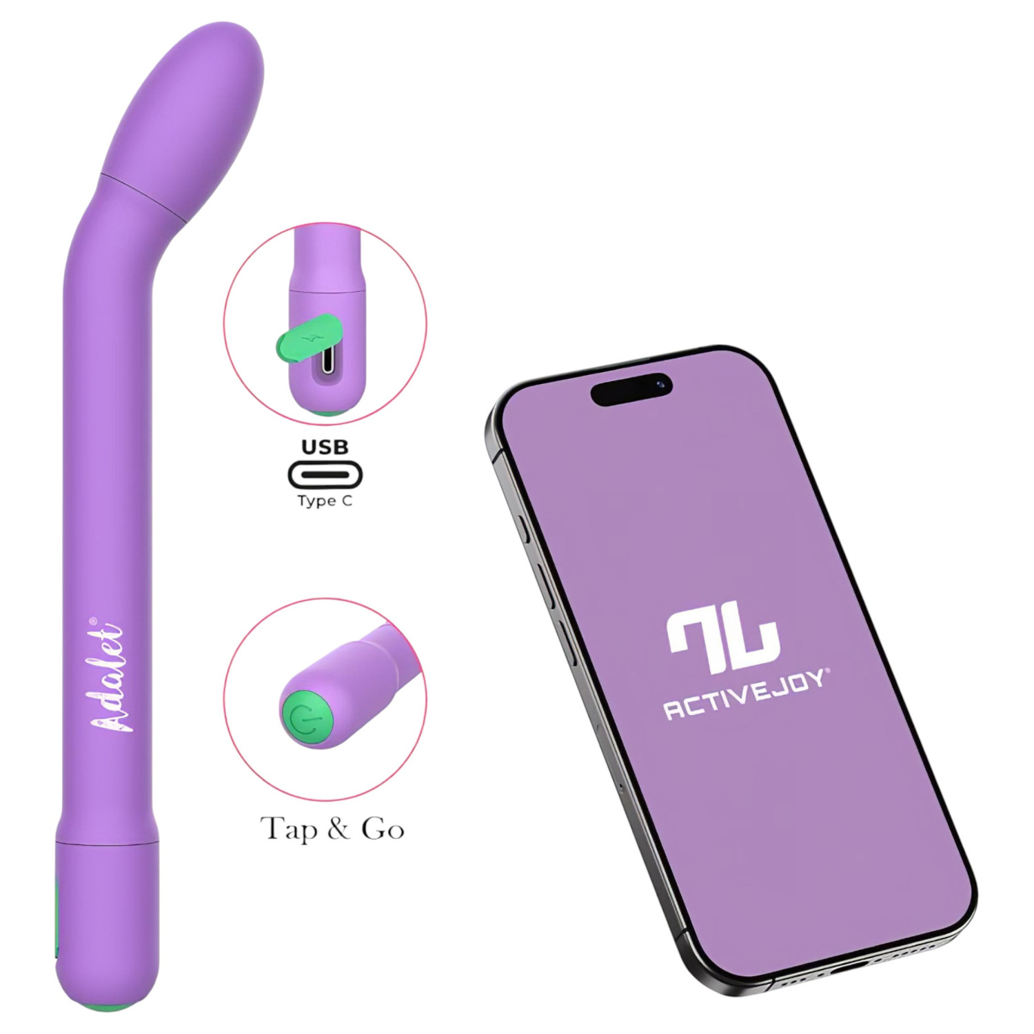 Adalet Gently - vibrátor na bod G a prostatu - smart funkcia - fialová