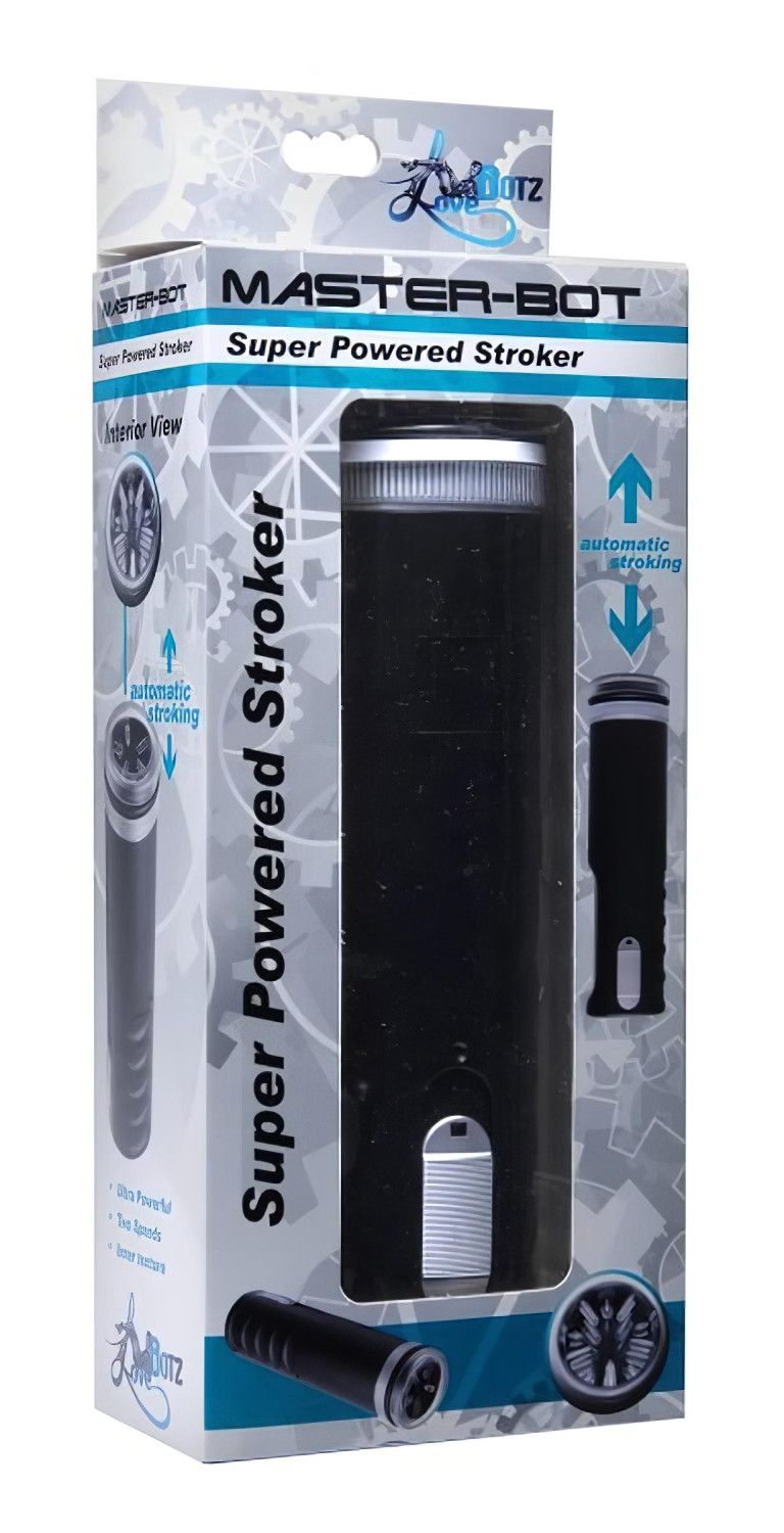 Master-Bot - hore-dole pohybujúci sa mäkký tŕňový masturbátor (čierny)