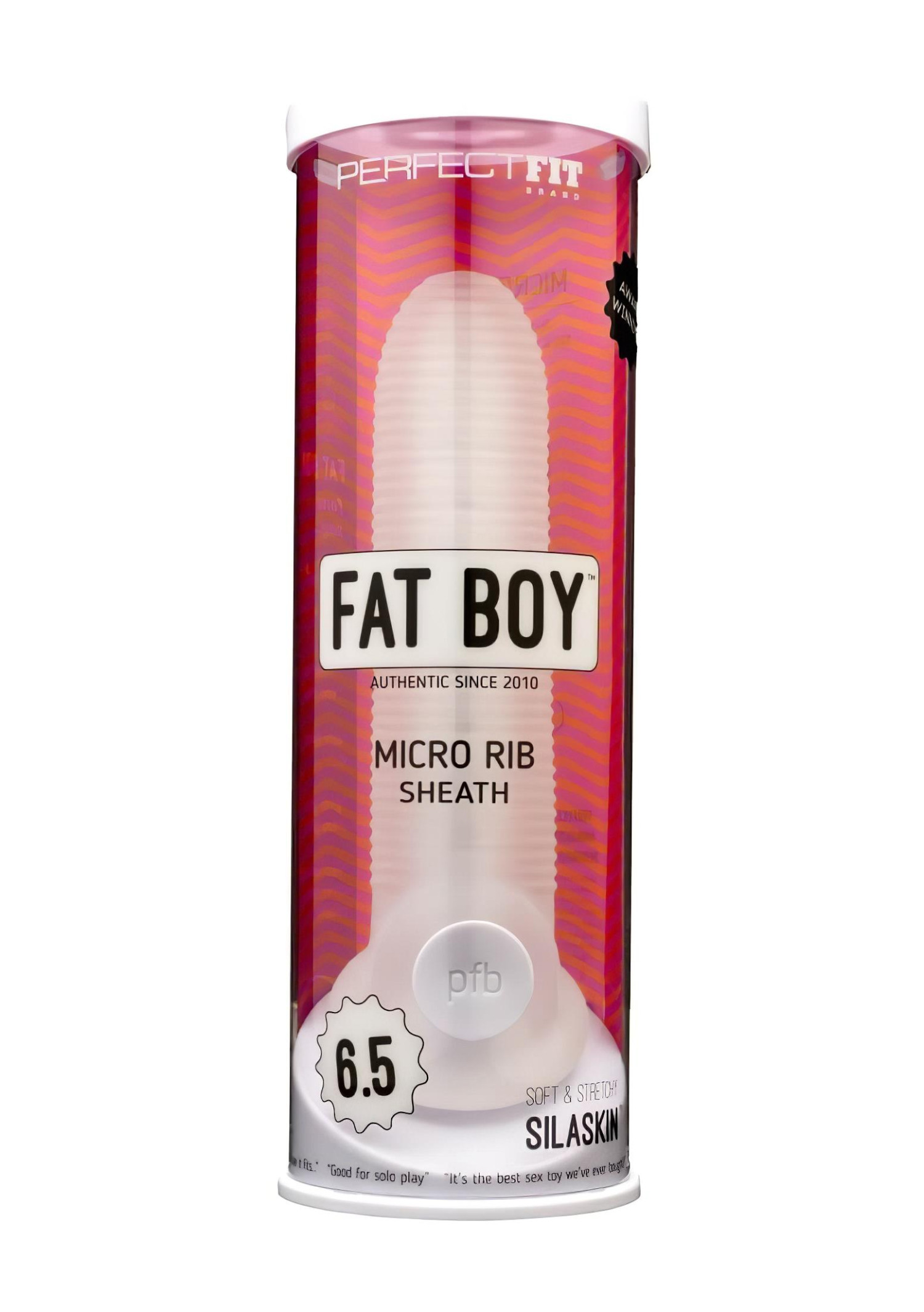Fat Boy - návlek na penis - rebrovaný - 17 cm - biely