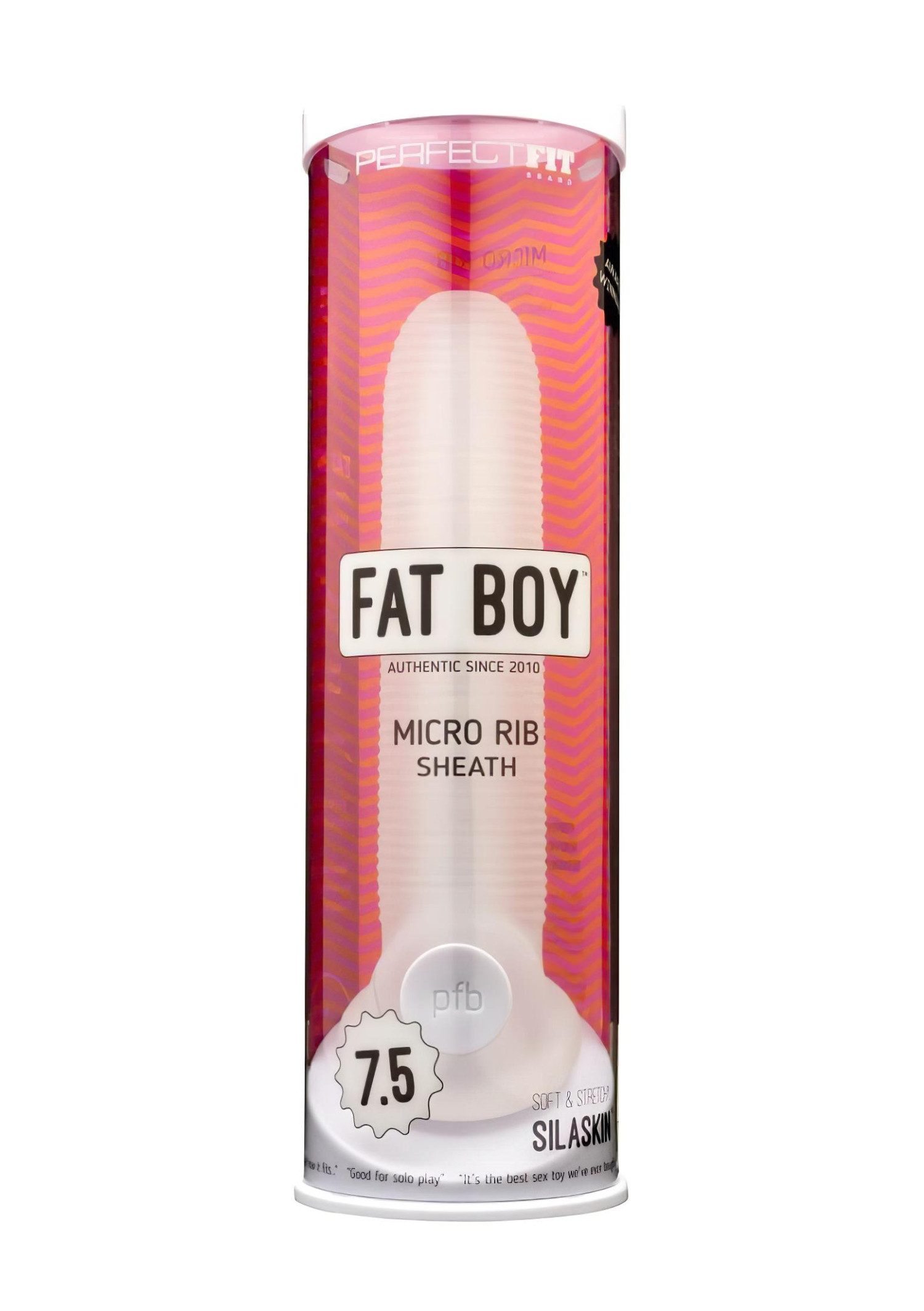 Fat Boy - návlek na penis - jemné rebrovanie - 19 cm - biely