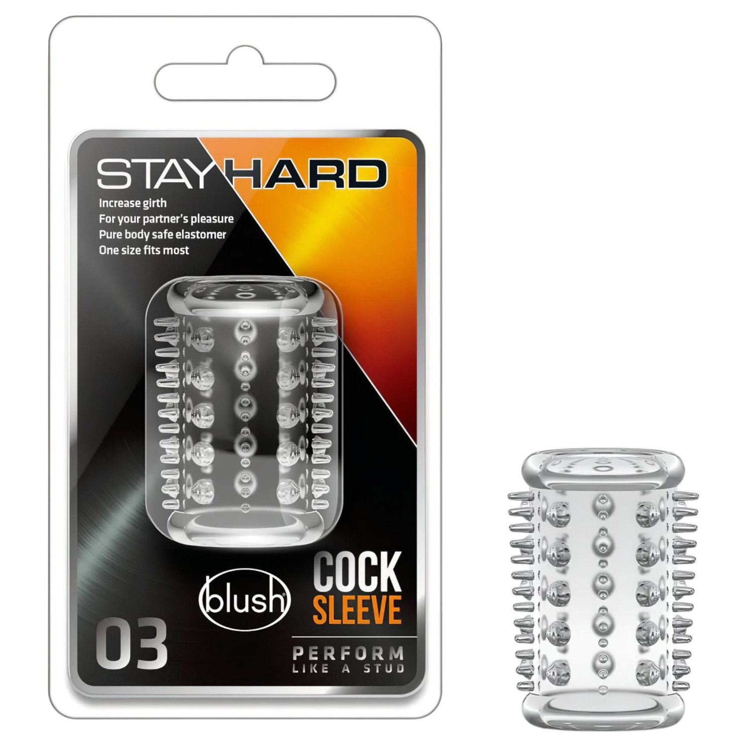 Stay Hard - erekčný krúžok s tŕňmi - transparentný
