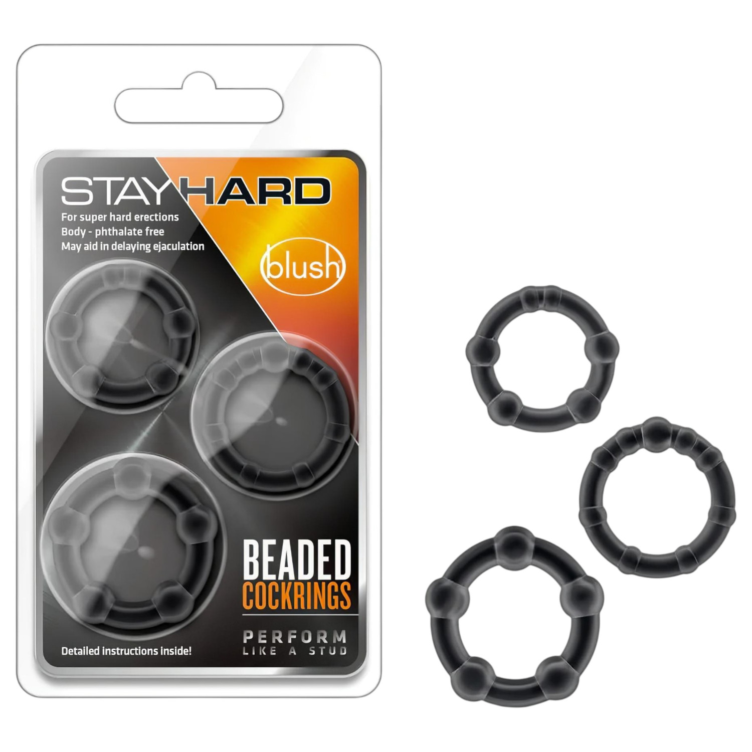 Stay Hard - erekčný krúžok set - čierna