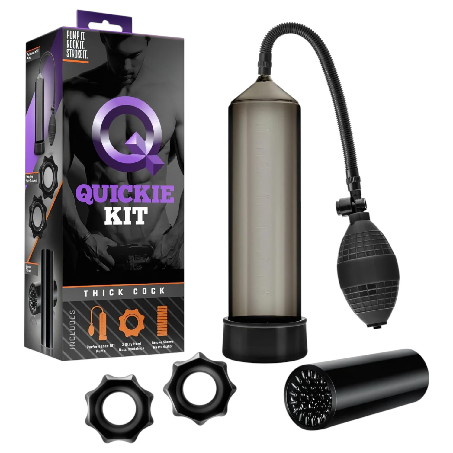 Quickie Kit - pumpa na penis - zväčšenie hrúbky - sada 4 ks