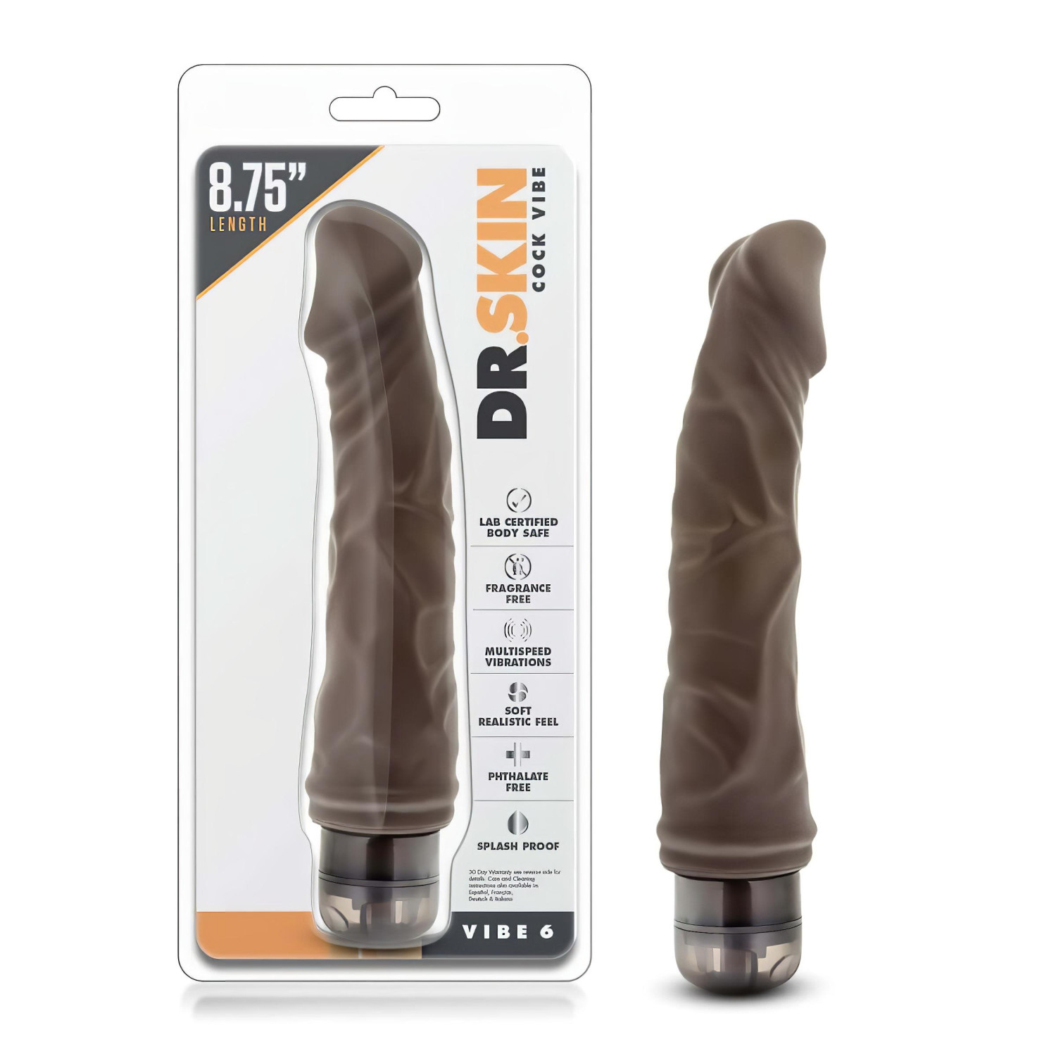 Dr. Skin Vibe No.6 - realistický vibrátor - hnedý