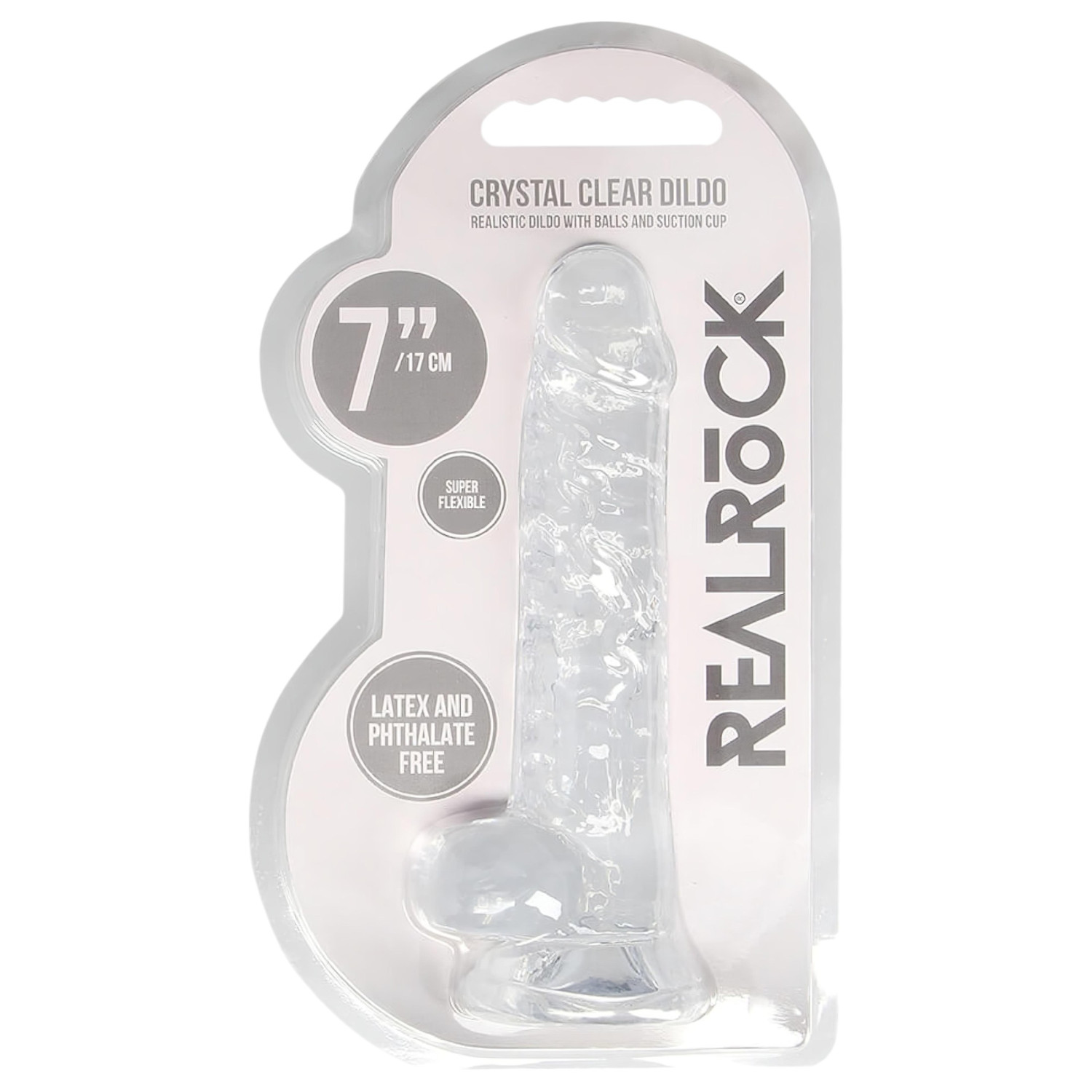 RealRock - realistický dildo - priehľadný - 17 cm