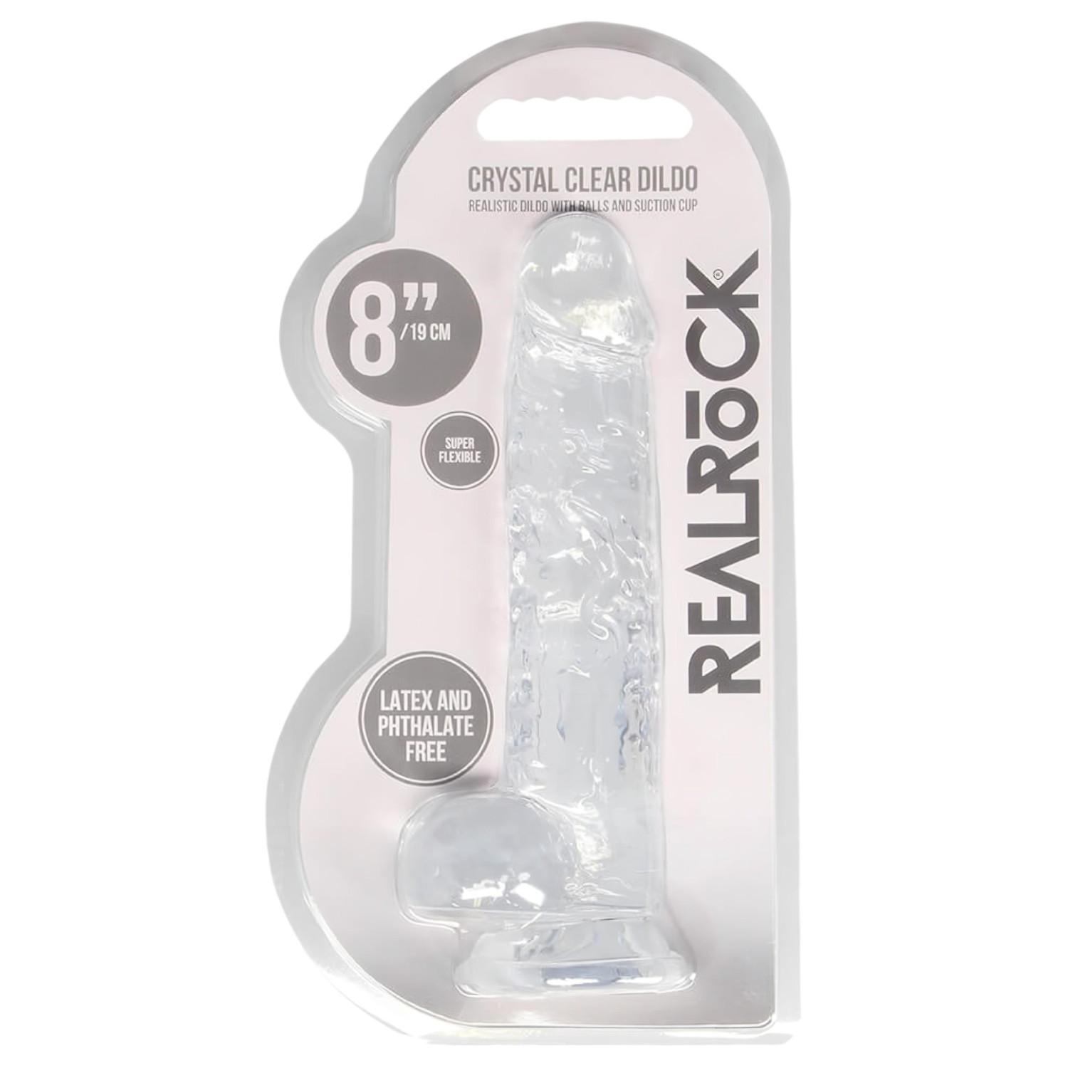 RealRock - realistický dildo - priehľadný - 19 cm