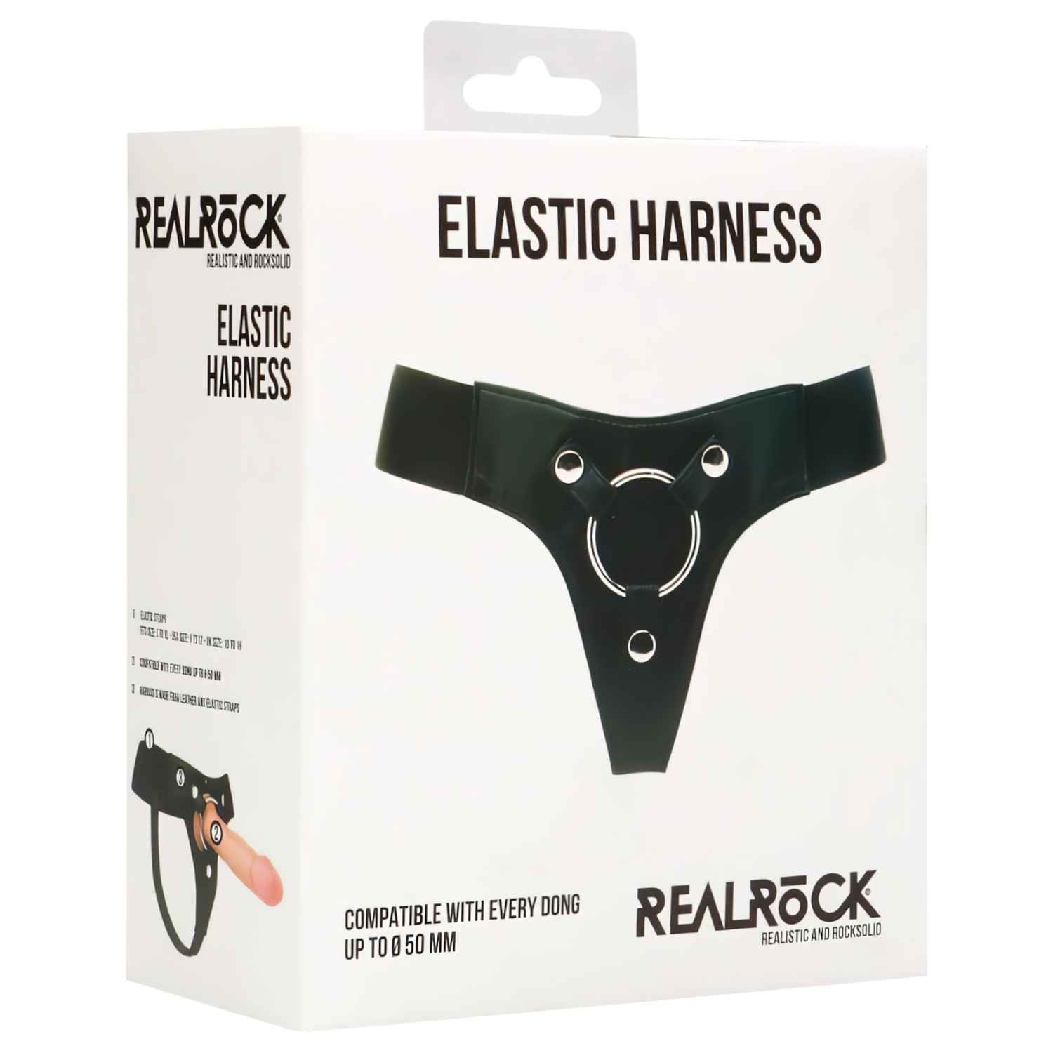 RealRock - popruh na nasadzovací postroj - elastický - čierny
