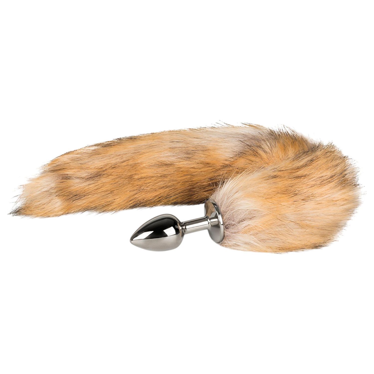 Easytoys Fox NO1 - análna kovová zátka s líščím chvostom - strieborná/červená