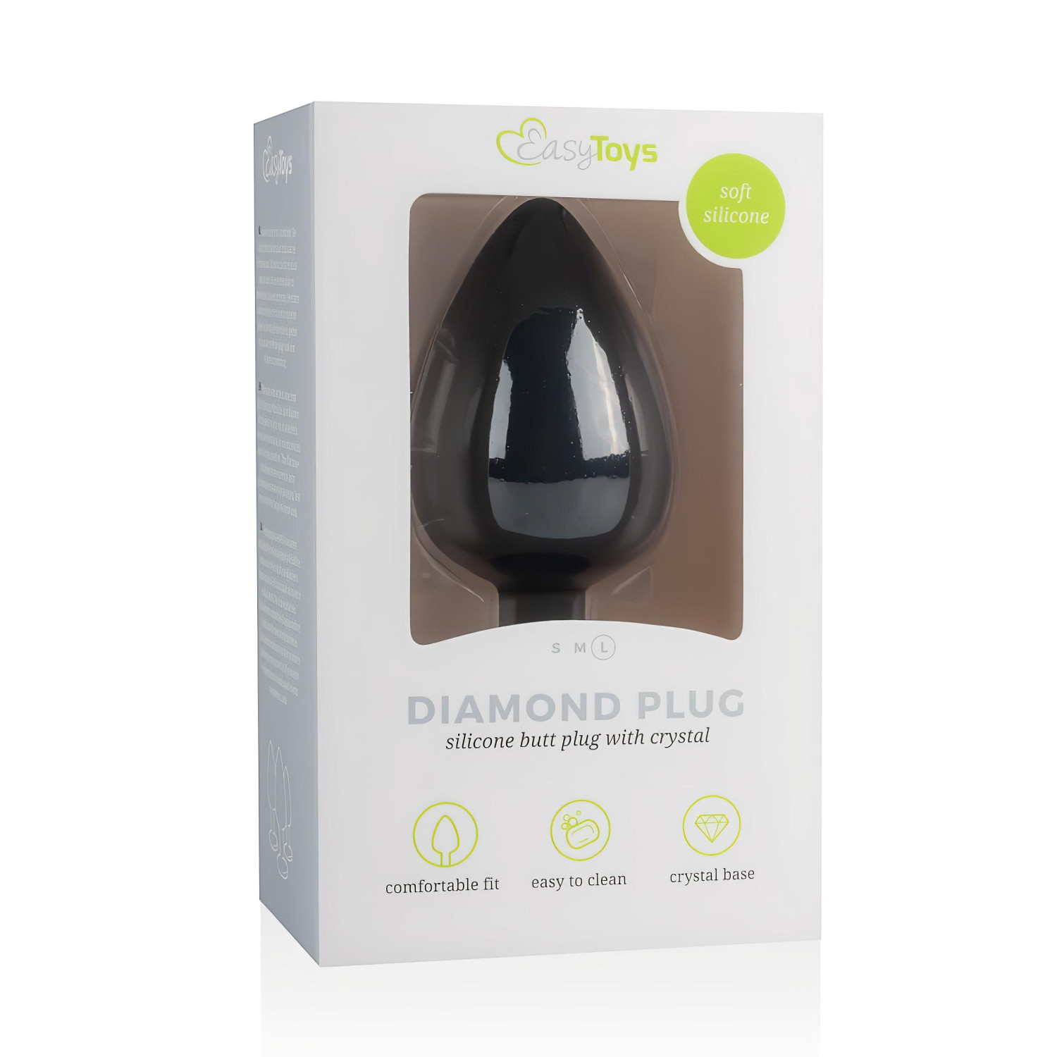 Easytoys - análny kolík s bielym kameňom - veľký - čierny