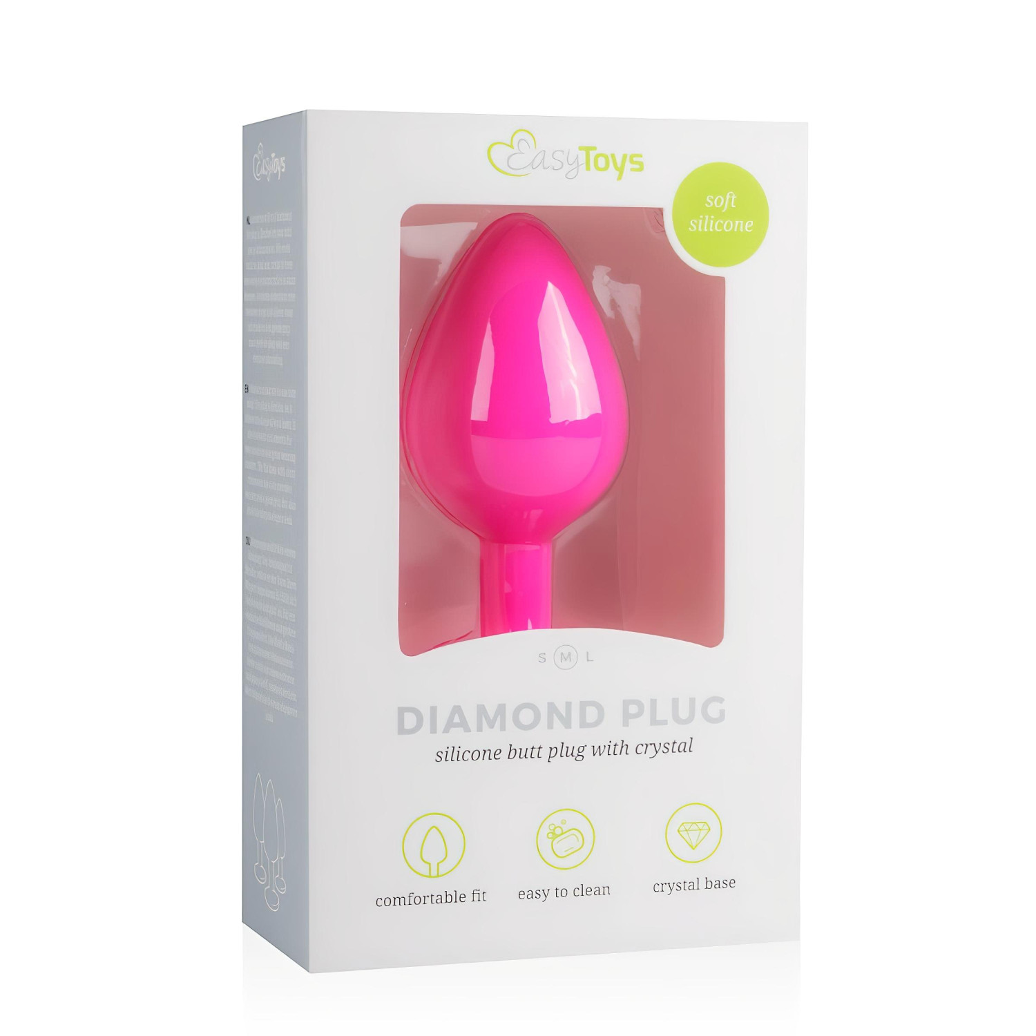 Easytoys Diamond - ružový análny kolík s bielym kameňom (stredný)