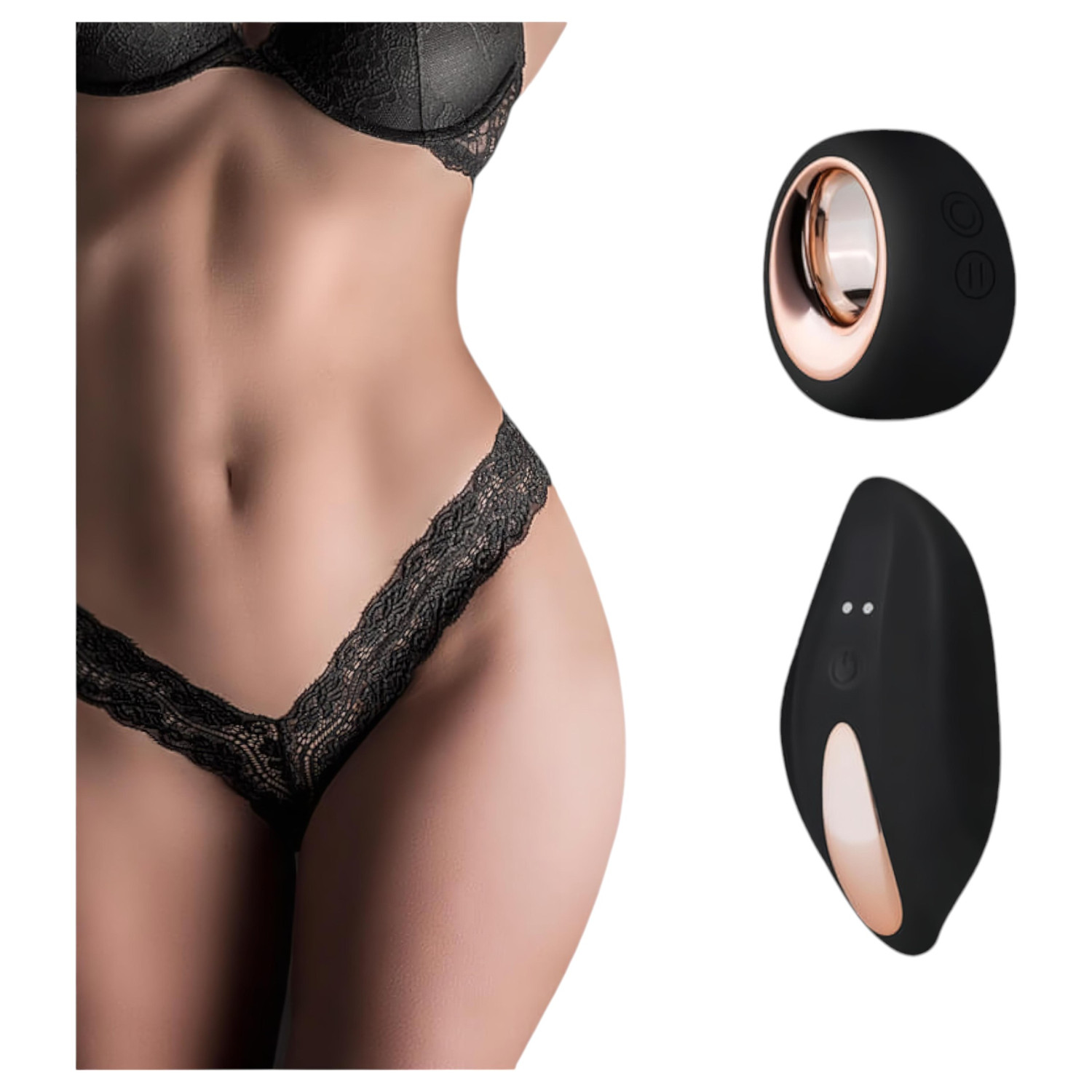 Pantyrebel - vibračné nohavičky s čipkou - čierne - dobíjacie - S-L