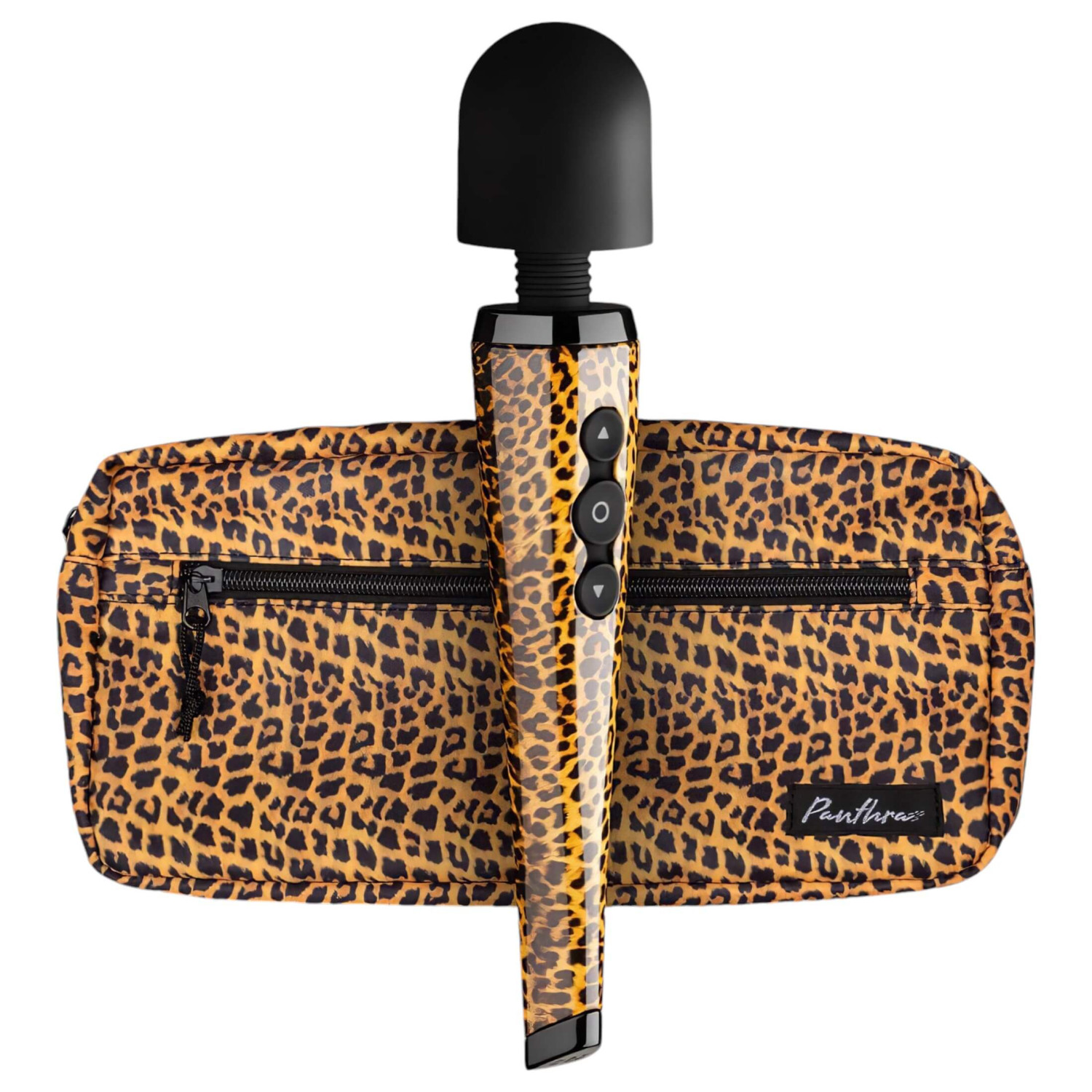 Panthra Shaka Wand - masážny vibrátor - dobíjací - leopardia čierna