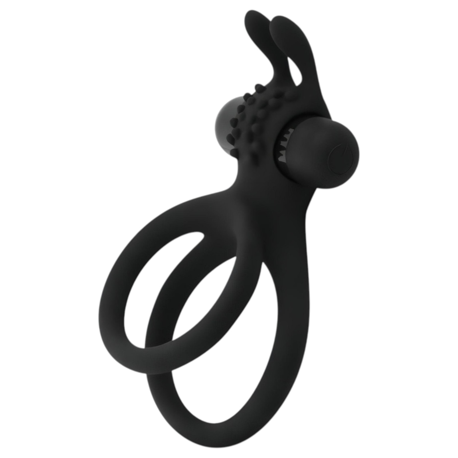 Easytoys - vibračný erekčný krúžok na penis a semenníky - čierny