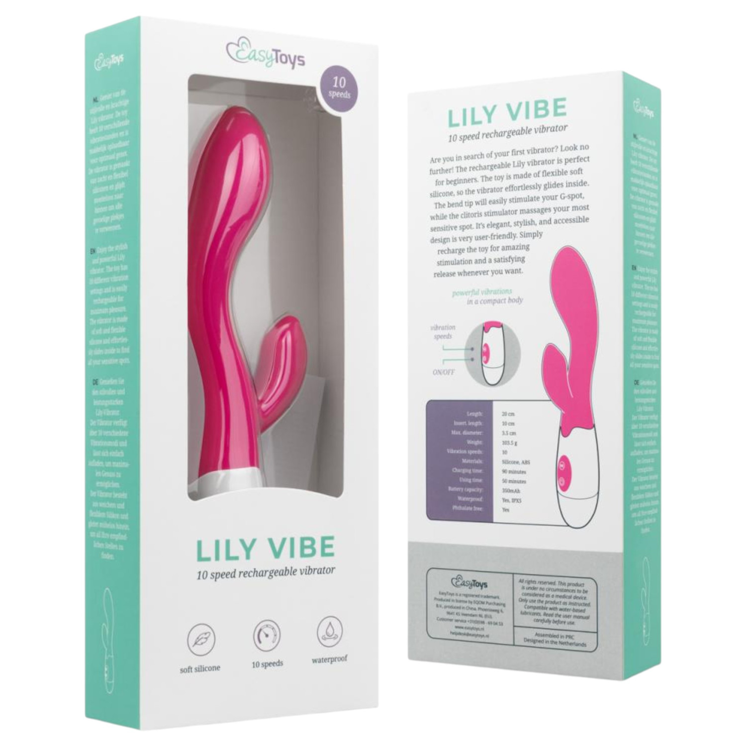 Easytoys - vibrátor s ramienkom na klitoris - dobíjací - ružový