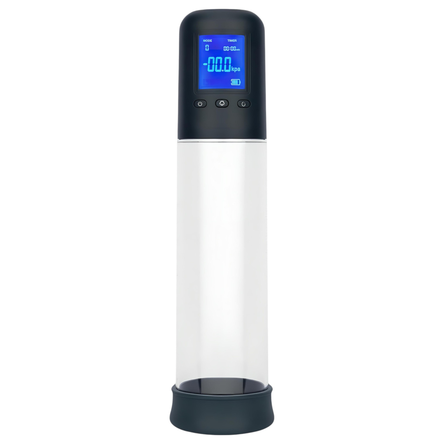 Boners - automatická LCD vákuová pumpa na penis - priehľadná/čierna