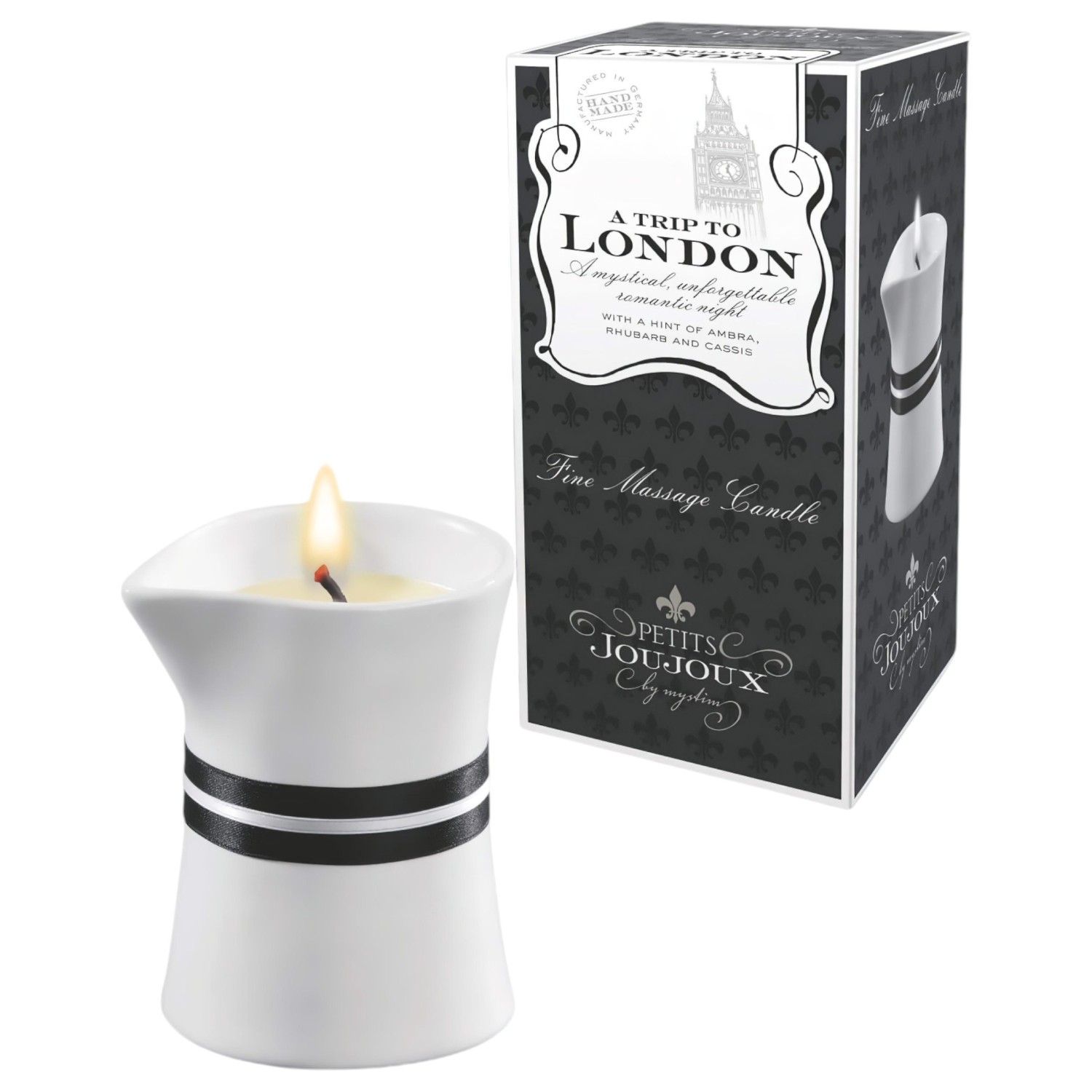 Petits Joujoux London - masážna sviečka - rebarbora jantár - 120 ml