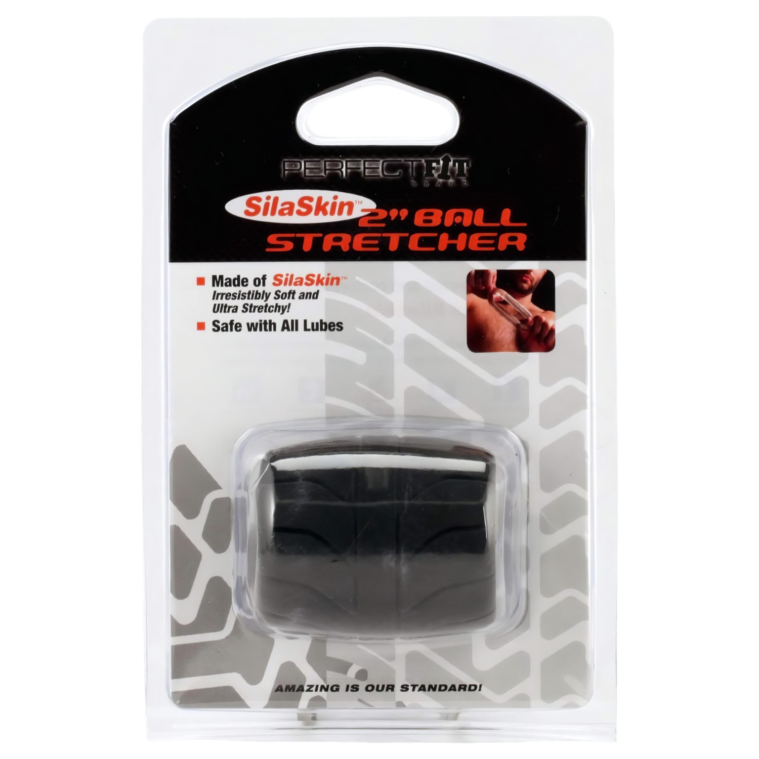 SilaSkin elastický penis krúžok a strečový návlek (čierny)