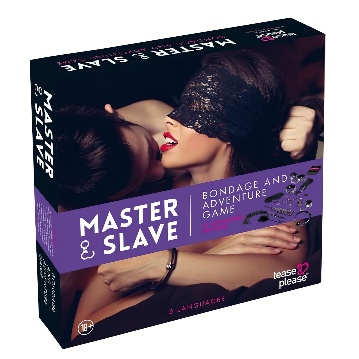 Master & Slave - bondage sada - poutá a erotické pomôcky - fialovo-čierna