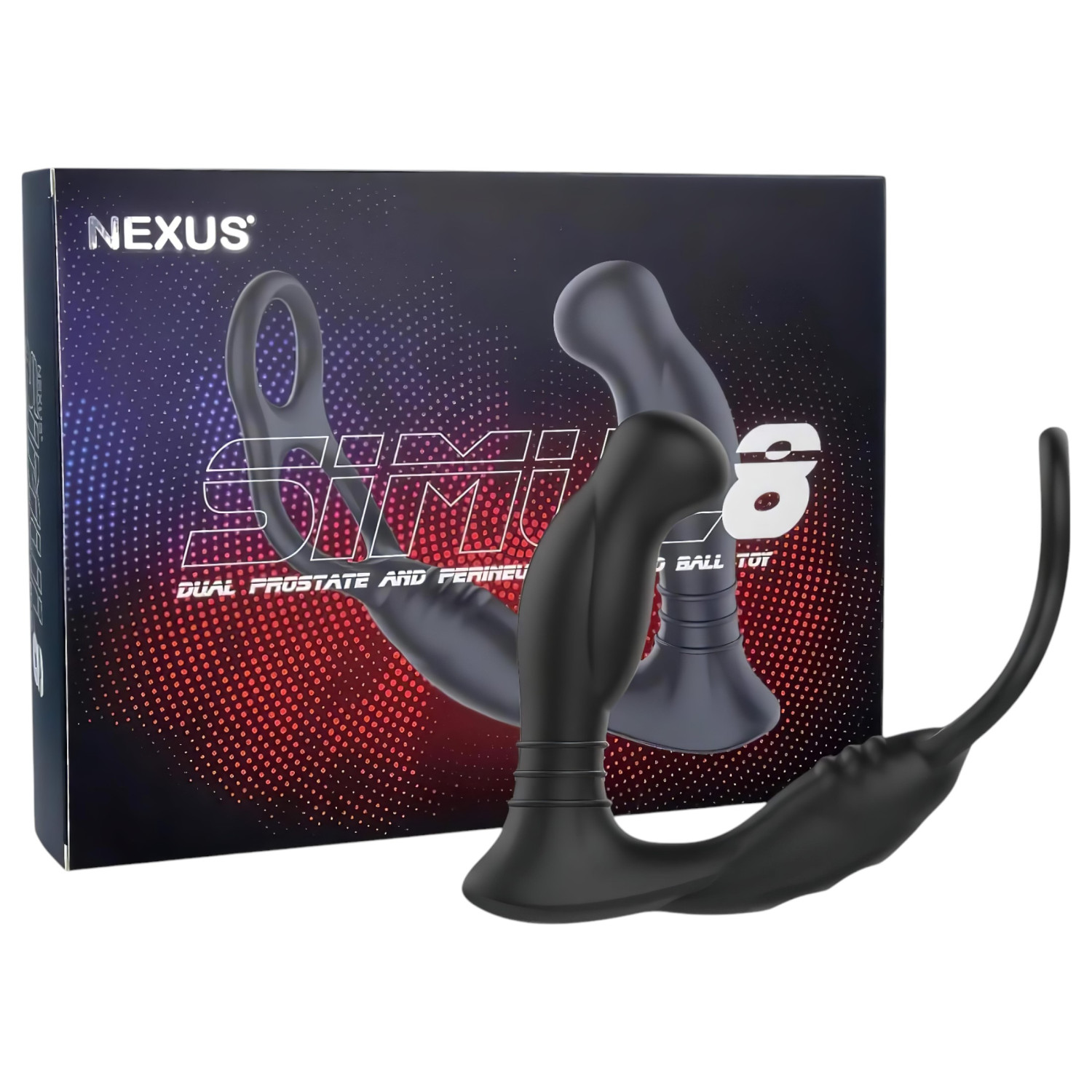 Nexus Simul8 - vibračný erekčný krúžok s análnym dildom - čierny