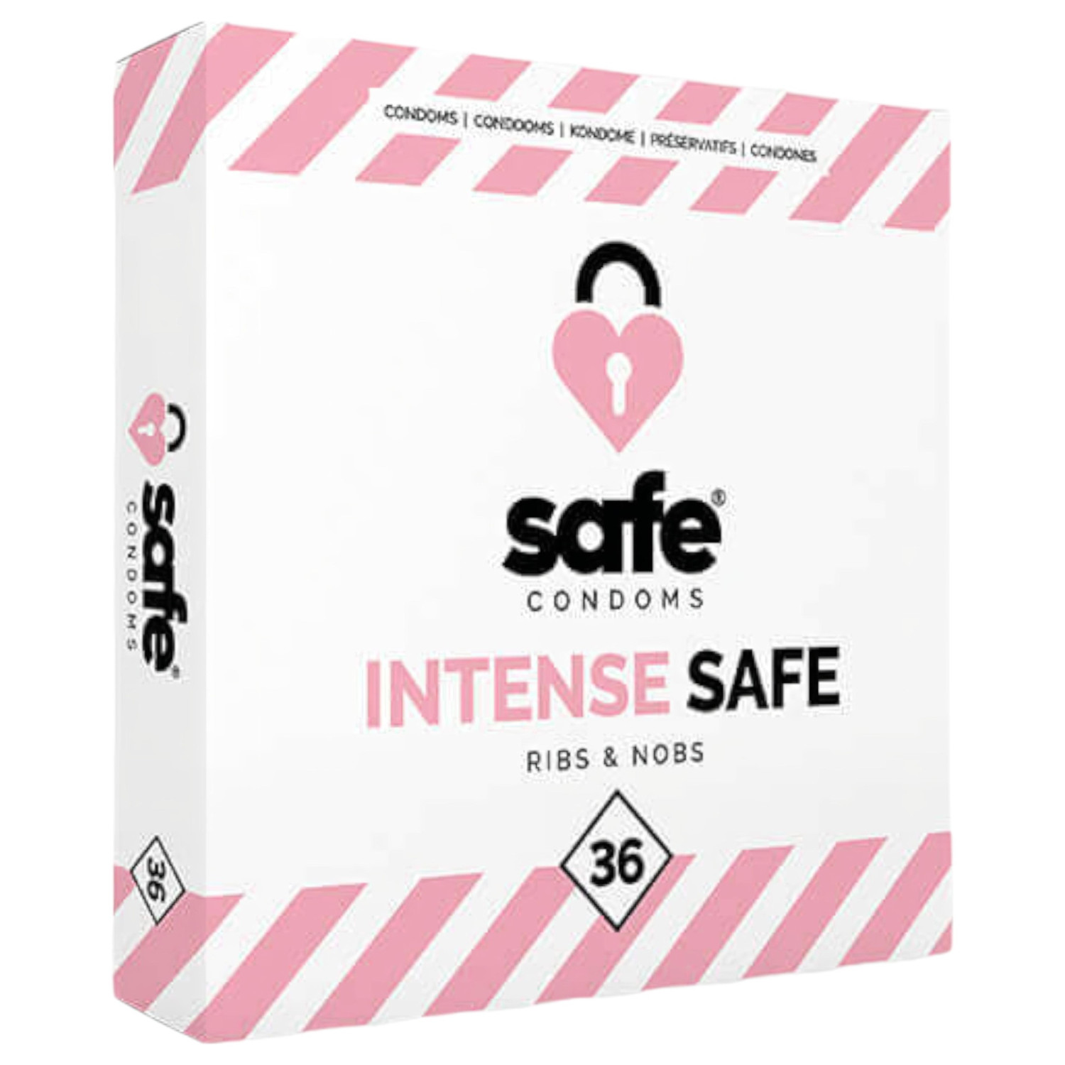 SAFE - kondóm - vrúbkovaný a bodkovaný - 36 ks