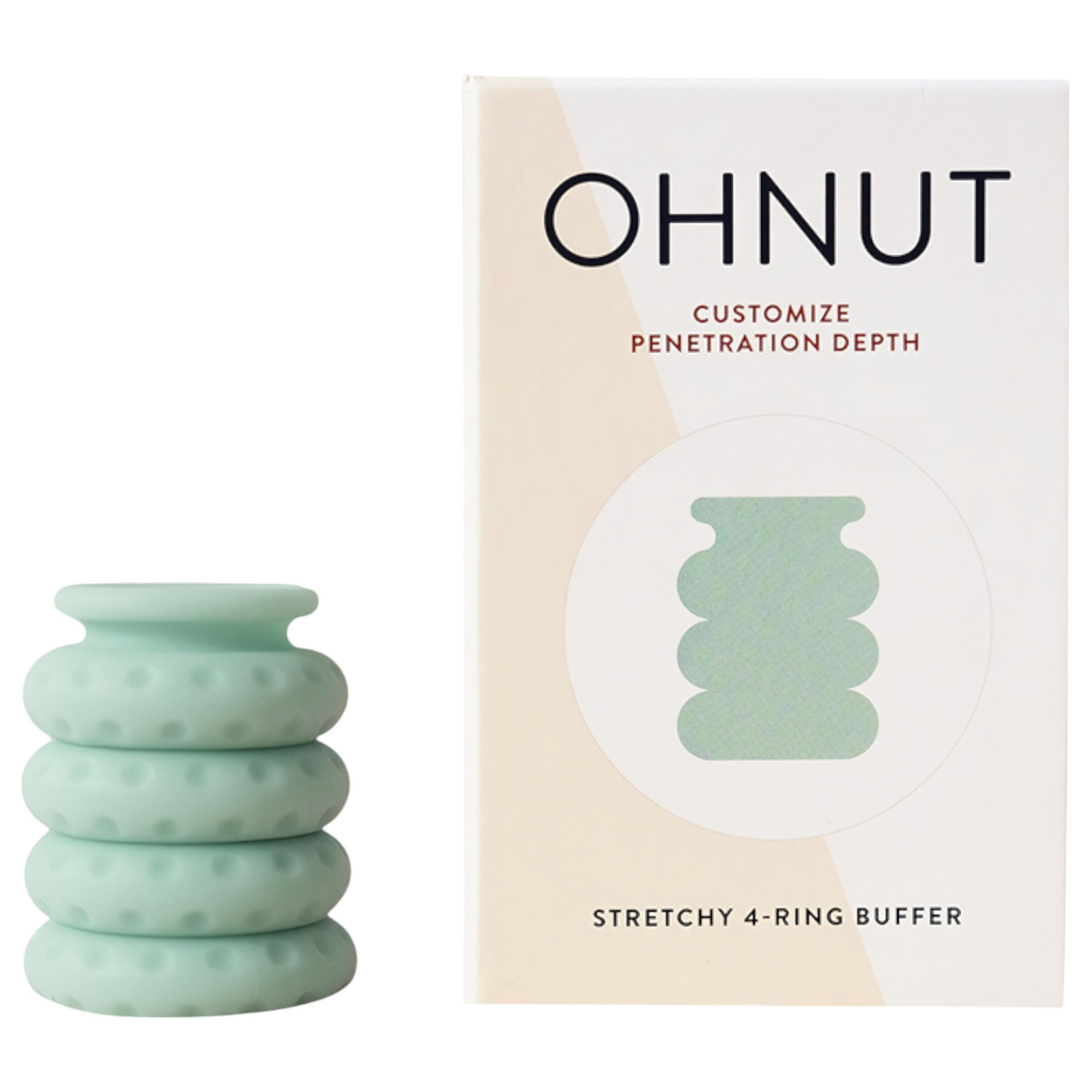 Ohnut - erekčný krúžok na kontrolu hĺbky - 4 diely - zelený