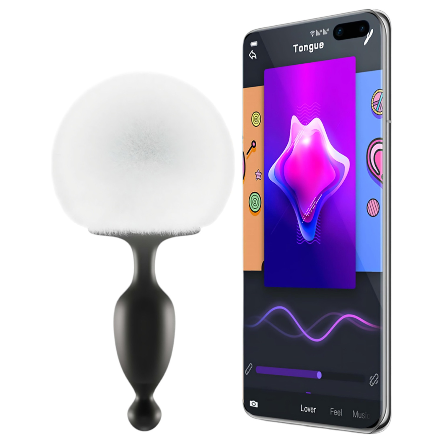 Magic Motion Bunny - análny vibrátor s chvostíkom - smart - biely