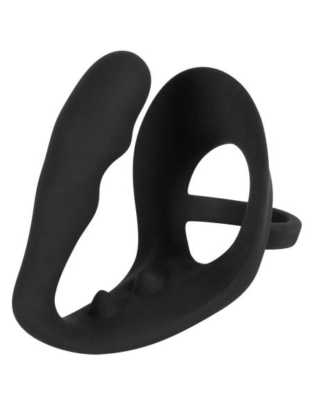 Black Velvets - análna dildo s krúžkom na penis a semenníky - čierna