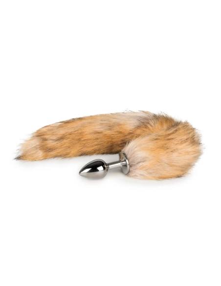 Easytoys Fox NO1 - análna kovová zátka s líščím chvostom - strieborná/červená