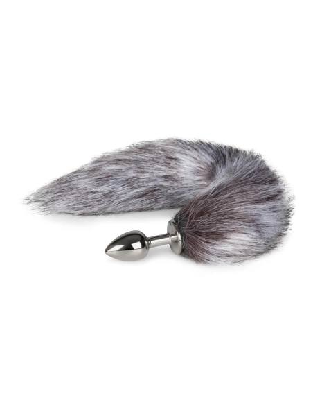 Easytoys - kovový análny kolík s líščím chvostom - strieborný