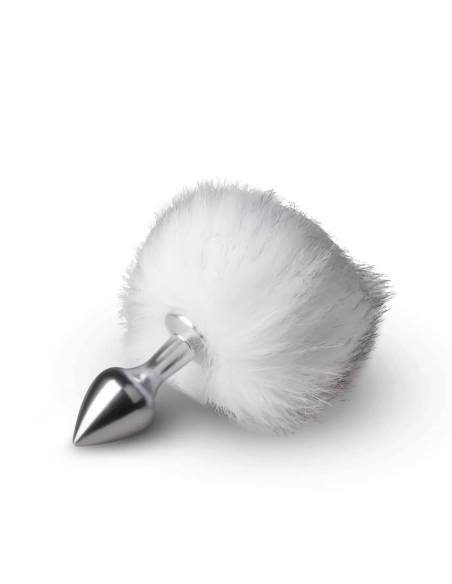 Easytoys Bunny NO1 - análny kovový kolík s králičím chvostom - strieborný/biely